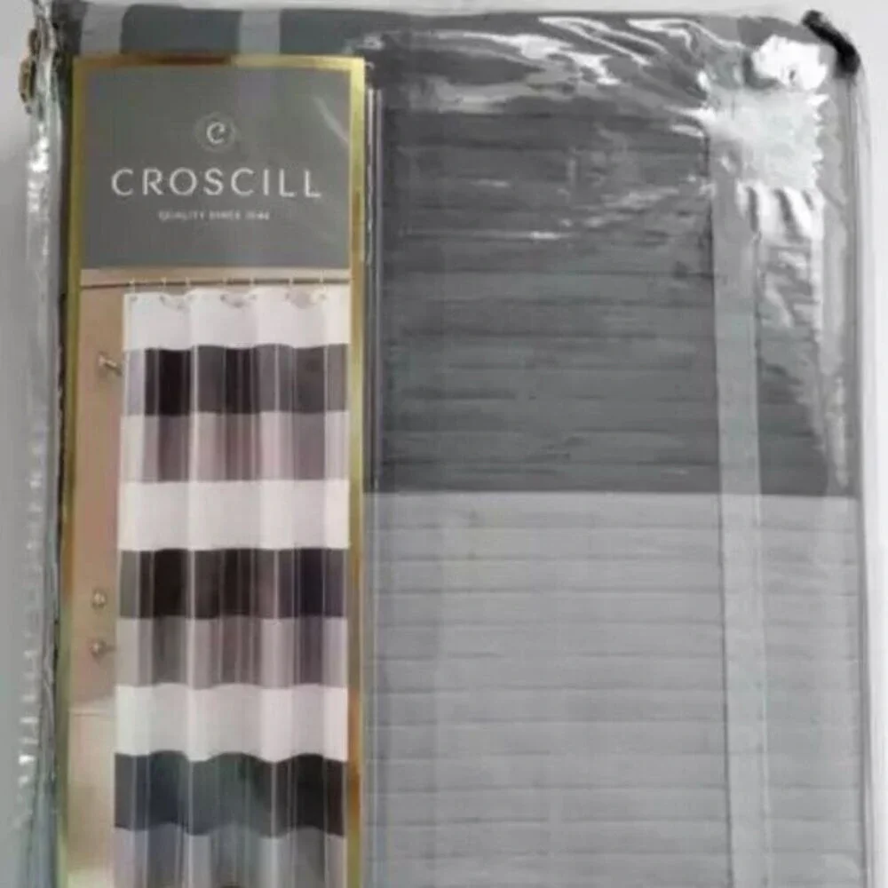 Croscill Fairfax‎ Fabric Shower Curtain Black/Gray 72